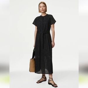 Autograph NWTs Pure Cotton Broderie Midaxi Shirt Dress